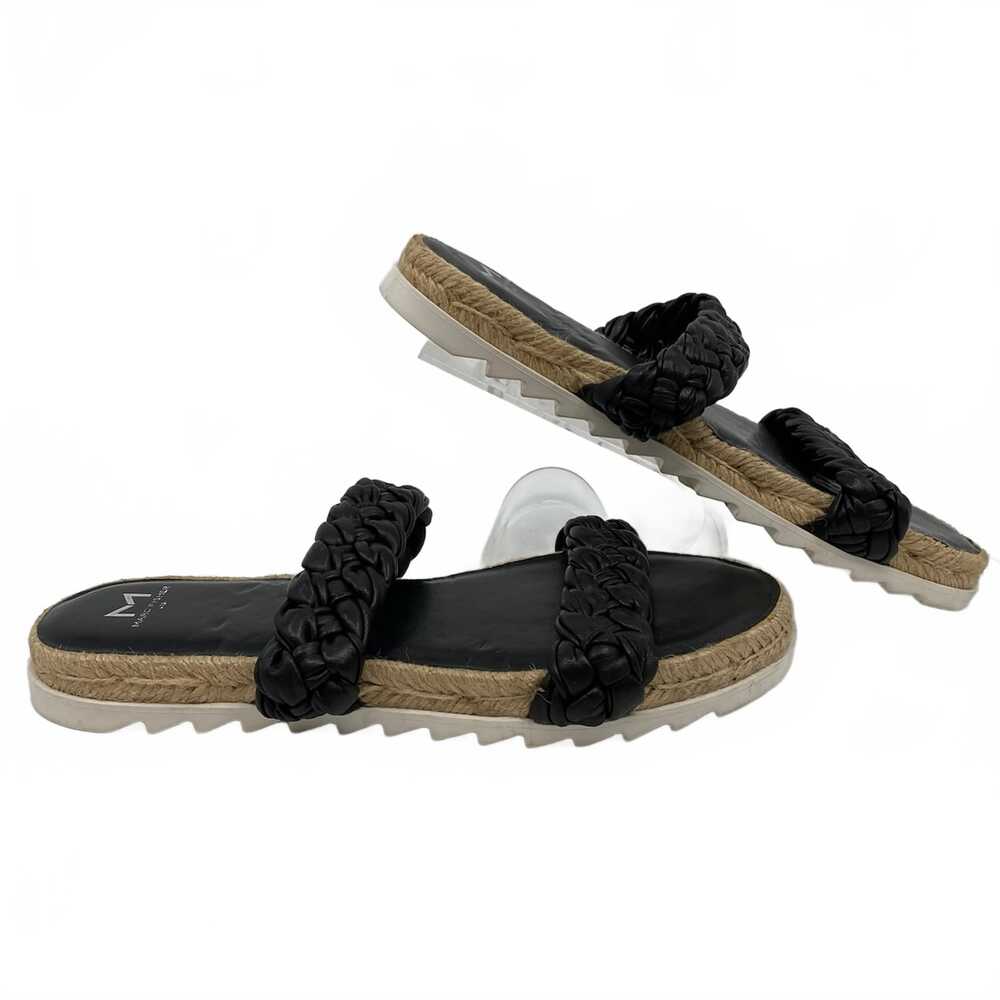 Marc Fisher Black Leather Woven Strap Slide Sandals | Women’s US 8